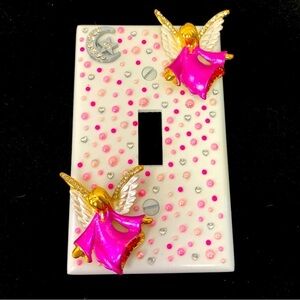 💕2/$25💕pink Angels Light Switch Plate Cover Handcrafted